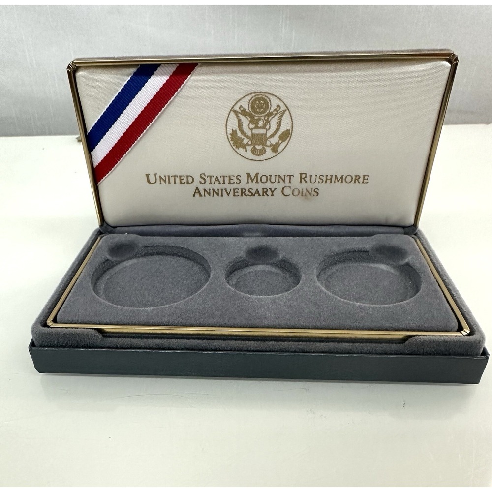 US MINT MOUNT RUSHMORE ANNIVERSARY COINS Display Box (NO COINS) 3 Slots